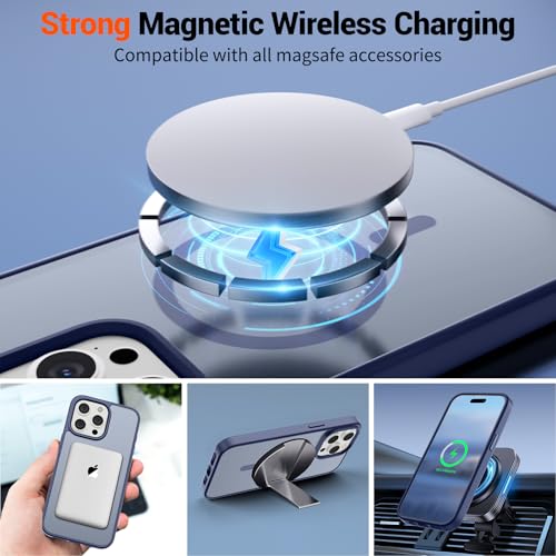 Image of SUPFINE Magnetic for iPhone 15 Pro Case (Compatible with MagSafe) (Military Grade Drop Protection) Slim Translucent Matte Shockproof with Anti-Fingerprint Phone Case,Lavender Gray