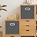 Yunkeeeper storage bins Cubes, Fabric Cube Organizer with Handle, Foldable Cube Bins for Cloth or Accessary Storage, 11x11x11, Set of 3,(Gray)