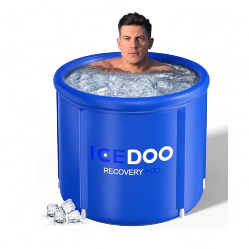 Wxtkkom New Upgrade XL 139-Gallon Oval Ice Bath Tub - 6 Layered Portable Bathtub, Drop-In Bathtubs Foldable with Cover Cold Plunge Tub for Athletes, Home Gym, Outdoor Recovery Use - Blue