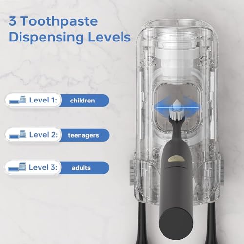 Support de brosse à dents muraux avec distributeur de dentifrice automatique gris - 6