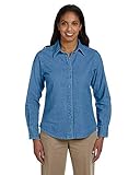 Harriton Ladies' 6.5 oz. Long-Sleeve Denim Shirt 3XL Light Denim