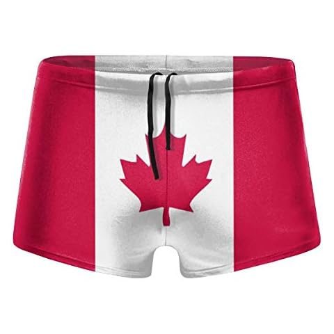 Canadian Flag Men Swimwear Swimsuits Surf Board Boxer Shorts Trunks Black Cover
