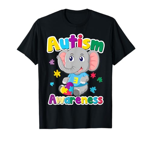 Autism Awareness T-Shirt Elephant Puzzle Pieces Colors Gift T-Shirt