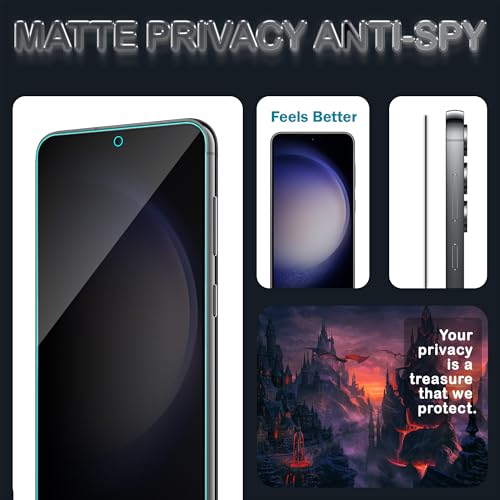 Image of ArmourPro Anti-Spy Matte Privacy Tempered Glass for Samsung Galaxy S23 and S22 with Edge to Edge Protector Coverage and Easy Installation kit | Black, Pack of 2