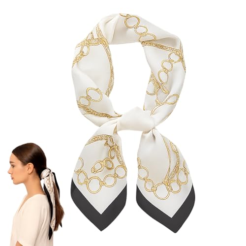 Huybaa Sciarpa quadrata da donna 70 x 70 cm, raso di seta e poliestere, qualità premium - fascia multifunzionale, accessorio per capelli, protezione UV - leggera ed elegante