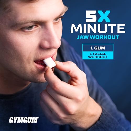 GYMGUM Jawline Gum | Hard Chewing Gum For Jaw Strength | Train Your Facial Features - Mewing Jaw Gum | Ultimate Jawline Exerciser | 0 Calories & Sugar Free Hard Gum (40 Count, Arctic Mint)