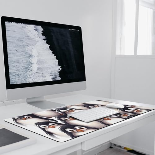 Tapis de souris de jeu antidérapant grand format pingouins mignons