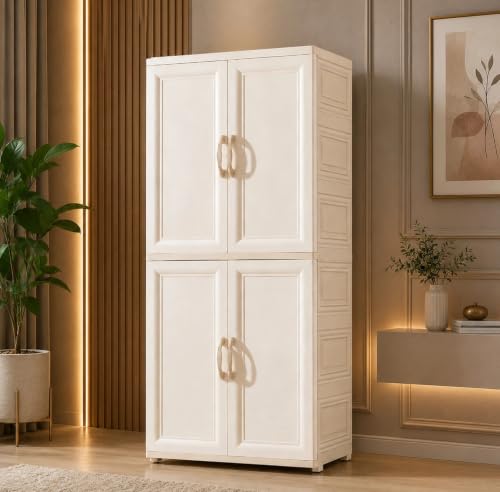 Image of LERIMO Plastic Wardrobe for Clothes | Portable Foldable Wardrobe Almirah for Bedroom | Kids & Baby Clothes Storage Cupboard | Collapsible Plastic Storage Cabinet | Almirah for Kids Clothes