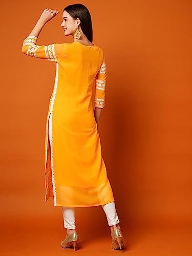 Image of ANNI Designer Women's Cotton Straight Fit Straight Viscose Chikankari Embroidered Kurta