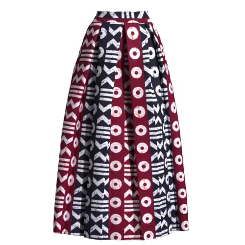 iooiooi African Skirt for Women High Waist with Pockets Ankara Print Maxi