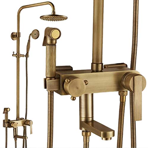 Systeme de Douche Une Tringle De Douche De Style Européen en Laiton De Style Ancien Set De Douche Permet De Régler La Hauteur du Colonne Douche 4 Modes Systeme Douche ZQG Cover