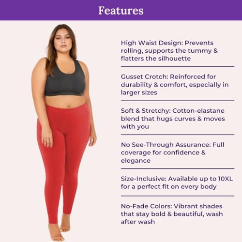 Image of Adira | Plus Size Leggings for Women | Plus Size Leggings for Women | High Waist | Ankle Length | Soft Cotton & Elastane Blend | Non-See-Through | Gusset Crotch Prevents Ripping