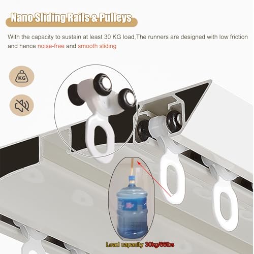 Tringle à rideaux noire plafond double rail avec poulies - 6