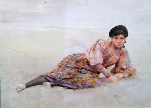 Lienzo de 60x90cm Ragazza sulla spiaggia de Henry Tuke con impresión de alta calidad