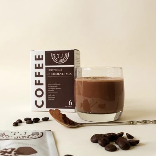 Image of Taste Junction Premium Coffee Chocolate Drink Mix | Pack of 6, Makes 6 Cafe Style Mochas | Belgian Chocolate | Less than 0.2g sugar