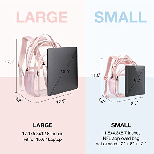Light Flight Large Clear Backpack With Reinforced Padded Straps Heavy Duty Pvc Transparent Backpack See Through Bookbags For Work,Travel, Pink #TOP1
