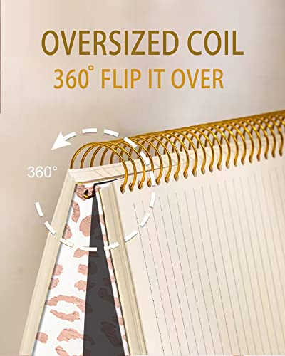 Iampanda Spiral Journal Notebook,Strong Twin-Wire Binding With Premium Paper For Girl Women,Fashion Luxury 60 Sheets A5 College Ruled Notebook/Journal,Perfect For School Office Home Gifts,Trendy Rose Gold Glitter Ombre Leopard #TOP2