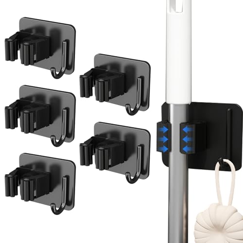 Catálogo para Comprar On-line Soporte para Escobas los más solicitados. 43 5 Piezas Organizador de Escoba y Fregona, Soporte Escobas Pared Autoadhesivo Apto Sin Perforar, Colgador de Fregonas con Ganchos para Restaurante, Baño, Cocina, Garaje