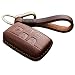 Car Smart Key FOB Genuine Leather Case Cover Protector Holder fit Land Rover Range Rover Sport Evoque LR4-5 Buttons (Brown)