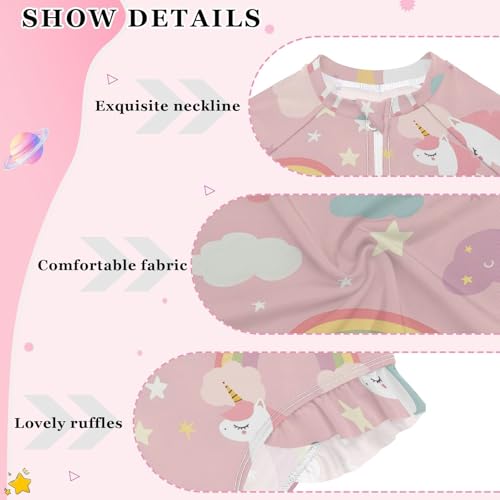 Image of Girls One Piece Swimsuits Long Sleeve Swimsuit Zipper Bathing Suits Swimwear