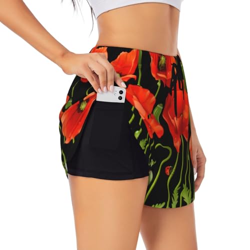 Short d'entraînement 2 en 1 femme avec poches short de sport floral XL