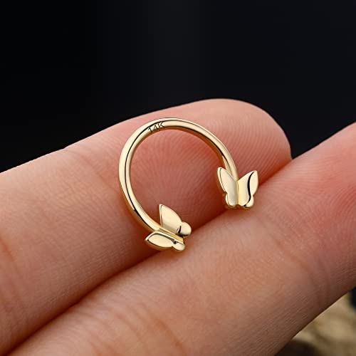 Jewseen 14K Solid Gold Cartilage Earring Hoop Cz Septum Ring 16G Daith Piercing Jewelry Butterflu Helix Piercing Jewelry For Women Men #TOP3