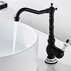 Grifo de cocina monomando cocina y baño antiguo vintage mezclador cocina clásico latón (negro)