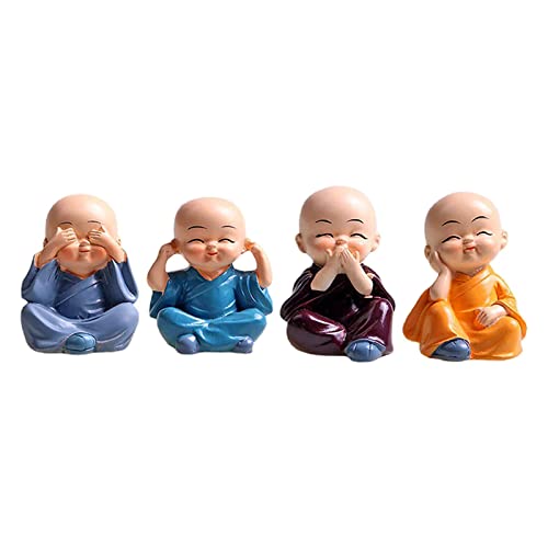 4 Figuras Miniatura Monjes Kung Fu Estatua Buda Decoración