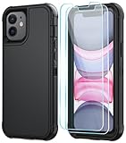 SunStory Compatible with iPhone 11 Case with HD Screen Protector, 3-Layer Heavy Duty Full-Body Cover,3 in 1 Hybrid Protective Case for iPhone 11 6.1",Black