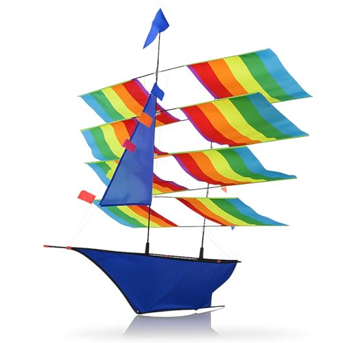 VBESTLIFE - 3D Huge Flying Kite,Rainbow Flying Kite Sailboat Flying Kite Outdoor Sports Children Kids Game Activity