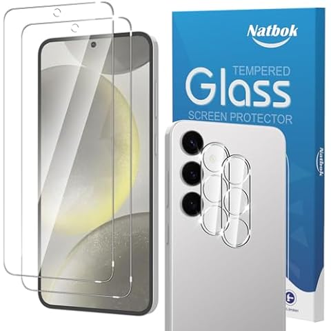 Natbok 2+2 Pack for Samsung Galaxy S25 Plus Screen Protector with Camera Lens Protector,Full Coverage 9H Tempered Glass Film,HD Clear Scratch Resistant,Bubble-Free for Galaxy S25 Plus Screen Protector Cover
