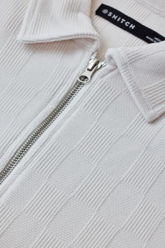 Image of SNITCH Men Casual Jacket | Regular Fit Textured Pattern With Lapel Collar & Full Sleeve | Polyester Blend Zip Closure For Everyday Street Style & Layering