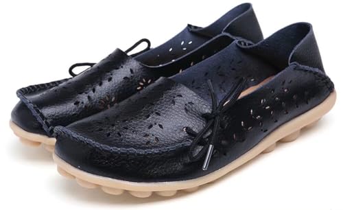 Image of Women's Floral Leather Slipper Loafers Flat Shoes Slip-Ons