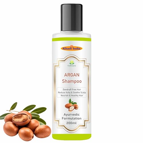Image of Khadi Herbal Vedimatic Argan Oil of Morocco Hydrating Hair Shampoo, Cold-Pressed Argan Oil to Help Moisturize, Soften & Strengthen Hair, Paraben-Free with Sulfate-Free Surfactants (Pack of 1, Argan)