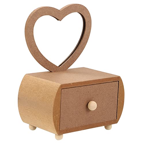 CONGARTENO Natural Wood Love Dressing Table Mini Vanity Storage Diy Craft Table for Boys and Girls