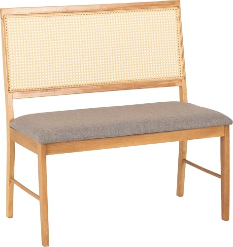 Seconique Ellis Dining Bench in Oak Effect/Grey Fabric