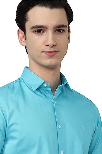 Image of Peter England Men's Slim Fit Full Sleeve Casual Shirt in Twill Weave Cotton