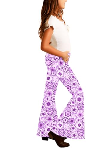 Image of Deerose Girls Halloween Hippie Bell Bottom Pants High Waist Flare Pants 5-14 Years