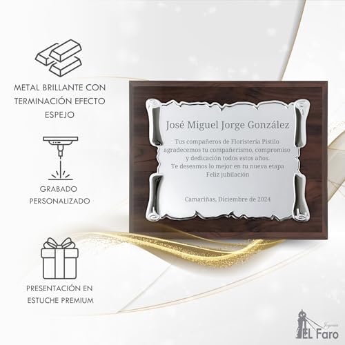 Miniatura 2 de Joyería El Faro Placa Conmemorativa Personalizada Con Grabado Y Estuche Premium Ideal Para Aniversarios, Jubilaciones, Dedicatorias U Homenajes