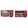 Nostalgia retro countertop microwave oven 09 cu ft 800 watts with led digital display child lock easy clean interior red rtov2rr multi functioning retro convection toaster ovenmetallic red  urban country home decor