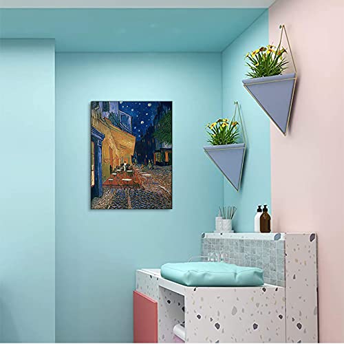Cafe Terrace at Night by Vincent Van Gogh Canvas Wall Art Decor Van Gogh Oil Paintings Artwork Print on Canvas for Home Wood Framed Decorations with Framed