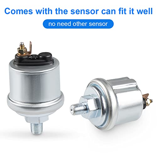 image for WATERWICH Oil Pressure Gauge 0-150 PSI DC12V Press Gauge Meter Kit 2in