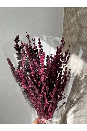 Ramo de flores de lavanda seca color ciruela, tamaño único miniatura 6