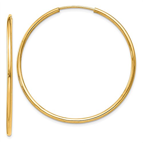 14k Yellow Gold 1.5mm Polished Round Endless Hoop Earrings (36mm x 1.5mm)