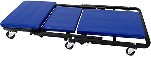 Deuba 2-in-1 Folding Car Creeper | Converts to Mechanics Workshop Stool | Padded Crawler Board with Extra Head Padding | 6 Smooth-Running 360° Swivel Wheels | Maximum Load 150kg | Blue | 36 Inch