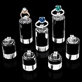 7 Pack Acrylic Ring Display Holder Clear Cylinder Jewelry Stand for Wedding Engagement Rings Organizer Sturdy Solid Showcase