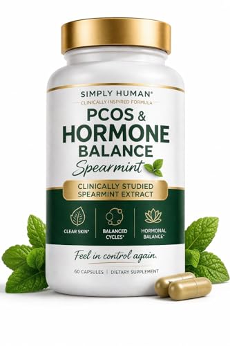 Image of Simply Human PCOS & Hormone Balance Spearmint Capsules | Clinically Studied for Hormonal Balance, Clear Skin & Regular Cycles | 60 Vegan Capsules | 100% Natural