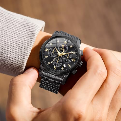 Image of OLEVS Watches for Men Dress Chronograph Luxury Stainless Steel Big Face