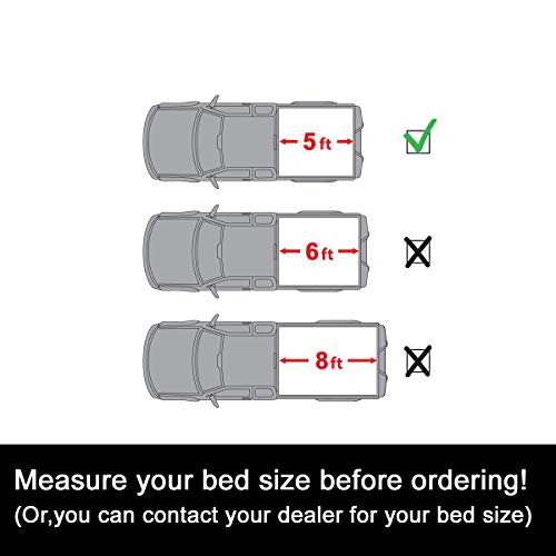 5Ft Waterproof Clamp On Top Mount Style Bed Cover + Seal Strip for Colorado/Canyon,Soft Roll Up Truck Bed Tonneau Cover W/Lock for 2004-2014 Colorado 2004-2012 Canyon Short Bed,Easy to Install