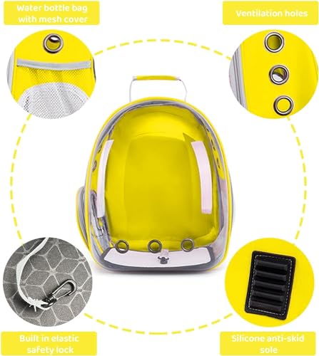 Image of The Pets Company Transparent Capsule Breathable Airline-Approved, Ventilate Carrier Backpack for Travel, Hiking and Outdoor for Cats & Kittens - Electric Yellow